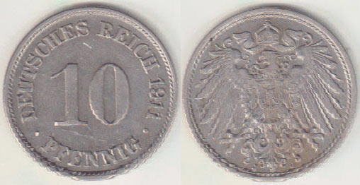 1911 J Germany 10 Pfennig A000240
